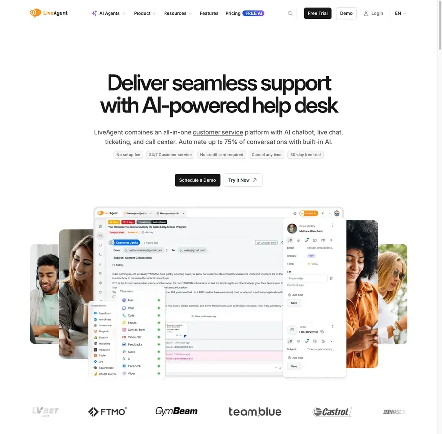 LiveAgent — úvodná obrazovka liveagent.com